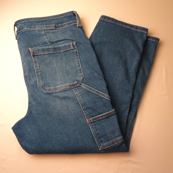 Edgely Denim Jeans Size 18W Slim Straight Ankle High Rise Carpenter Medium Wash - Picture 1 of 10